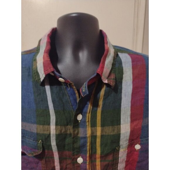 Men's Polo Ralph Lauren "Indigo Linen" 2XL Long Sleeve Button Shirt MultiColor - Picture 2 of 10